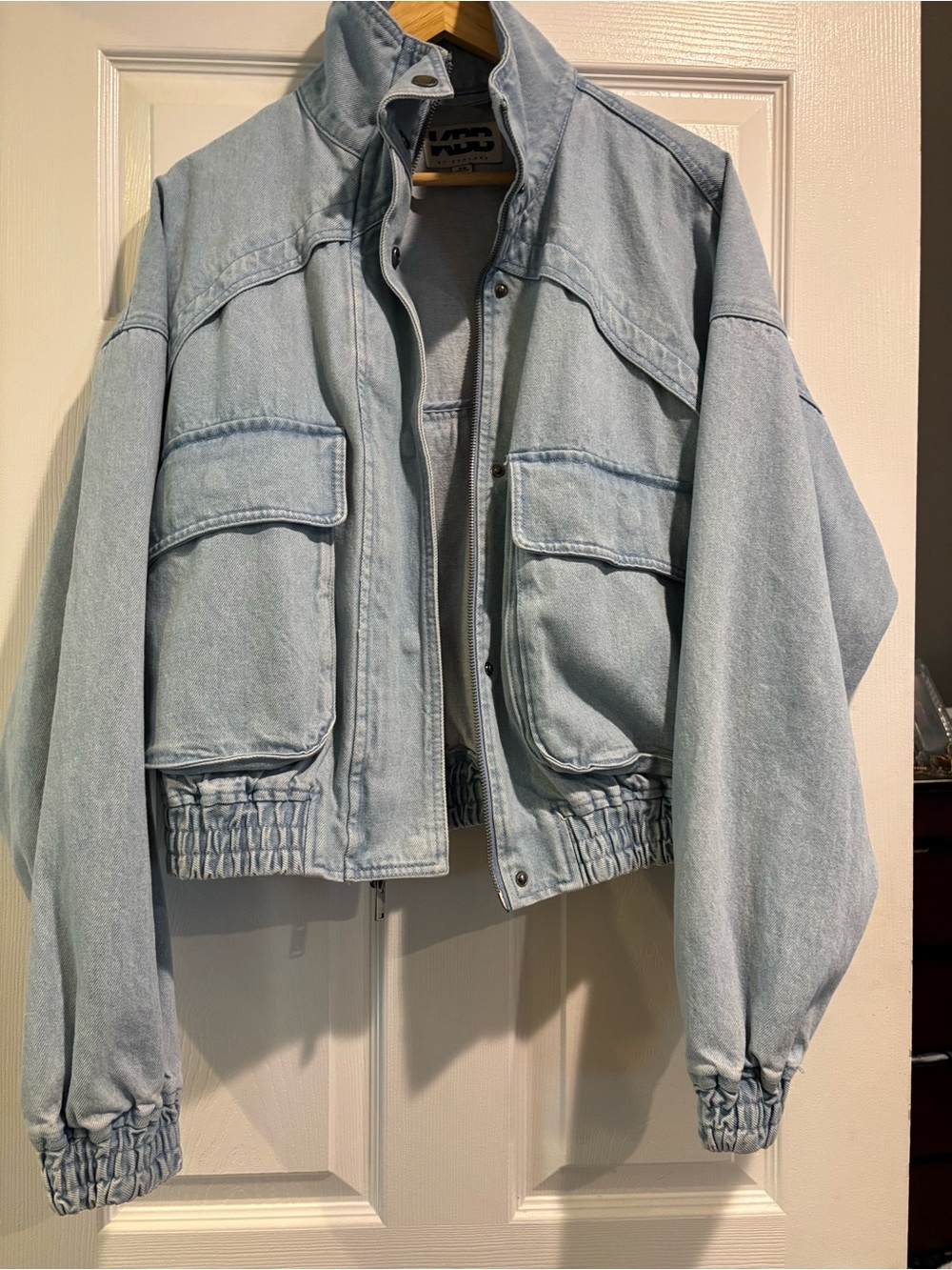 Light Wash Denim bomber Jacket - Women